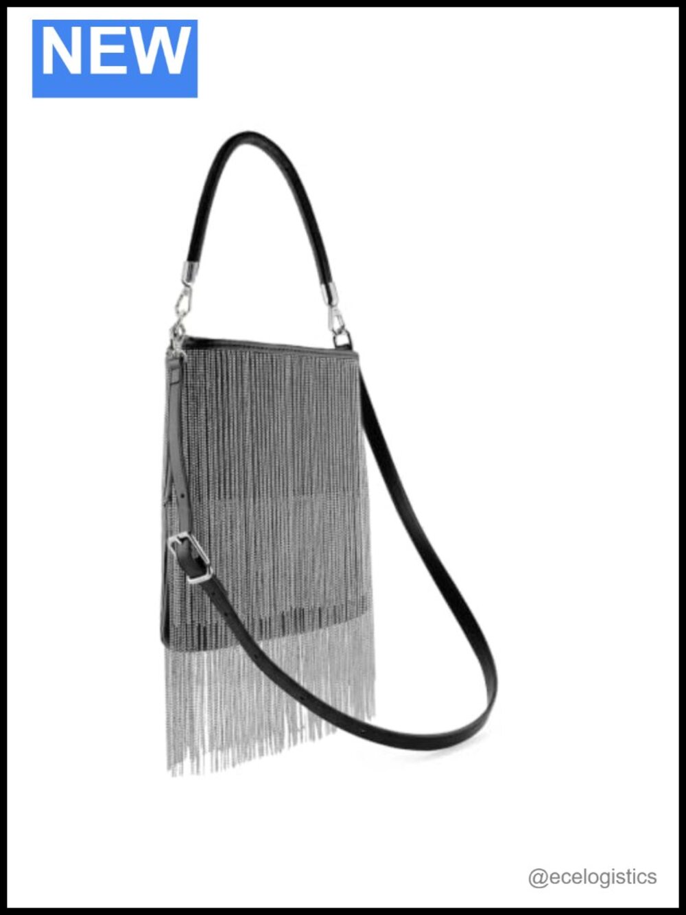 Genuine Leather Quilted Crossbody Bag with Star Detail Chain Strap